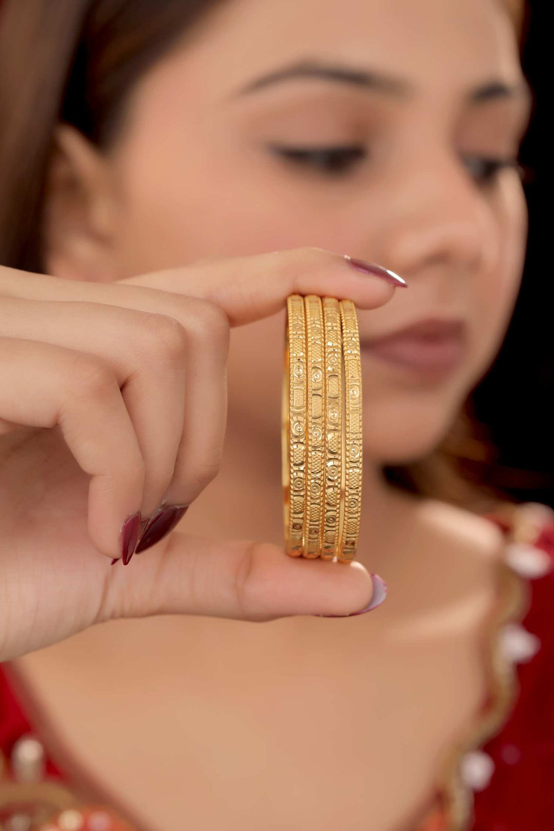 Zivay Shaila Bangles – High Gold Plated (Set of 4)