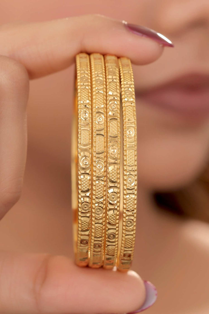 Zivay Shaila Bangles – High Gold Plated (Set of 4)
