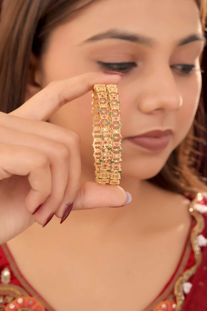 Zivay Pallavi Bangles – High Gold Plated (Set of 2)