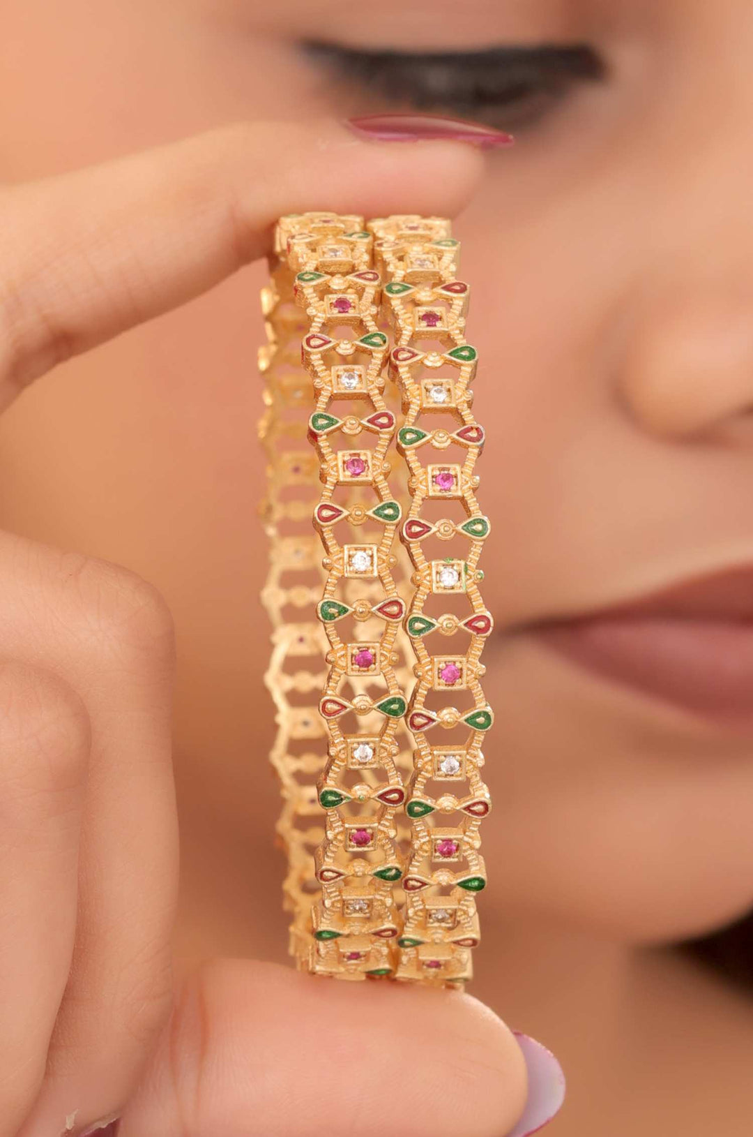 Zivay Pallavi Bangles – High Gold Plated (Set of 2)