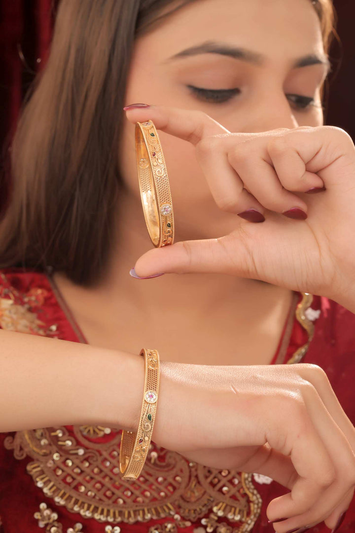 Zivay Saroja Bangles – High Gold Plated (Set of 2)